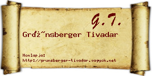 Grünsberger Tivadar névjegykártya